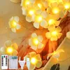 سلاسل LED Frangipani Fairy Lights String Floral Garland Curtain Lamp غرفة المعيشة غرفة نوم ديكور المنزل حديقة الزفاف في الهواء الطلق