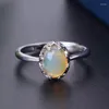 Küme halkaları Kadınlar için Doğal Opal Yüzük Yıldönümü Hediyesi 6 8mm Renkli Taşlar Güzel Takı Lüks Crown Tasarım Gerçek 925 Sterling