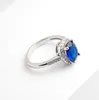 Bröllopsringar Yunkingdom Oval Zircon Crystal Ring Fashion Dark Blue For Women Costume Jewelry X0022