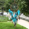 Dream Catchers Tree of Life Teal Feather Handmade Dreamcatchers for Boho Wall Hanging Decoration, Ornament Festival Gift 1223755