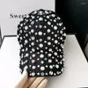 Caps de bola Mulher garota Rhinestone Pearl Baseball Hat White Pink Snapback Cap Moda 2022 Spring Sunhat Cool Alta qualidade