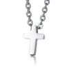 Collane con ciondolo Collana cristiana in acciaio inossidabile con croce semplice e piccola da donna in acciaio al titanio N00666