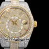 TWF V3 Sky tw326934 Mens Watch A9001 Complication Calendar Automatic Iced Out Diamonds inlay Dial 904L Oystersteel Diamond Bracelet Super Edition eternity Watches