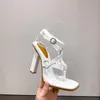 Nieuwe sandalen witte kruis strappy hiel dames lederen zwarte schoenen ontwerper dames en sandales femmes