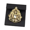 Brooches Sunspicems Gold Color Morocco Brooch Crystal For Women Caftan Ethnic Wedding Jewelry Arabesque Hijab Pins Dubai Bridal Gift 2022