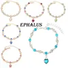 Link Bracelets Ephalus Simple Multicolor Heart Gem Bracelet 18-23cm 2022 Couple Promise Friends High Quality Original 925 Sterling Silver