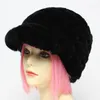 Visors Winter Women Genuine Rex Fur Beanie Fashion Knitted Beanies Hats Lady Warm Natural Caps