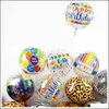 Party Decoration Party Decoration Stor Happy Birthday Colorf 4D Balloons med 22 tum rundformad mylarballong för baby shower rai dhxbx