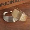 Punk Simple Wire Mesh Open Wide Cuff Bracelet Ins Multilayer Metal Fashion Net Bracelet Women's Jewelry Charm Bracelets