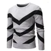 Suéteres para hombres Hirigin 2022 Invierno Cálido Color de los hombres Empalme de manga larga Suéter Jumper Punto Cuello redondo Casual Elegante Jersey M-2XL