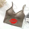 Kvinnors tankar U-formade BRA Tube Top Women Crop Red Lips Graphic Sexig underkläder Flower Sports Fashion Street