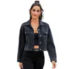 Women's Jackets FNOCE 2022 Autumn Winter Women's Denim Street Fashion Casual Long Sleeve Single Breasted Slim Short Jean Coat