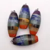 Pendant Necklaces Fashion 7 Chakra Purple Crystal Lapis Aventurine Tiger Eye Stone Cylinder Pendants For Jewelry Making Wholesale 4pcs/lot