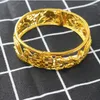 Bangle Fashion 24K Gold Color 60MM Big Bracelets Russian Runway Sideway Carved For Men Women Sale Women's Jewelry