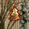 Christmas Decorations LEDs Luminous Wooden Star DIY Tree Hanging Chalet Cute Wood House For