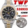 TWF V3 Sky tw326933 Mens Watch A9001 Complication Calendar Automatic Black Dial Iced Out Diamonds inlay 904L Oystersteel Bracelet Super Edition eternity Watches