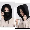 Bandanas Winter Fur Cap Mask Set Hooded For Women Sticked Cashmere Neck Warm Ryssland utomhus Skidtät hatt Tjock plysch fluffiga mössor