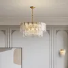 Lampes suspendues Restaurant français luxe chambre salon lumière lustre en cristal rond Style italien post-moderne tout cuivre