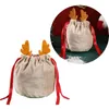 Gift Wrap Christmas Reindeer Candy Bag Velvet Santa Sacks Drawstring Decoration Kids Party Favor