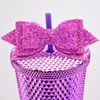 Table Straw Bow Decoration Multi Colors Straws Decors Glitter Shiny Bowknot A02