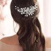 Vintage bruiloft Bridal Pearls Hair Comb Crystal Rhinestone Tiara Headpiece Hairpin Silver hoofdtooi Party Prom Hoofdtocht ornament ornament