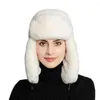 Bérets unisexe hiver chaud chapeau oreillette trappeur russe épaissir doublure neige ski coupe-vent couleur unie bonnets Bomber casquette cadeaux