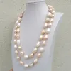 Chaînes énormes 15-11mm véritable blanc multicolore collier de perles des mers du Sud 39inh