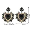 Pendientes colgantes románticos de lujo encanto corazón oreja accesorios Vintage cristal grande para mujeres 2022 tendencia inusual declaración joyería