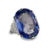 Anneaux de mariage 2022 produits de luxe bleu bague de fiançailles pour les femmes anniversaire cadeau bijoux en gros R7845