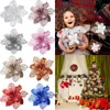 Christmas Decorations 10PCS Glitter Artificial Poinsettia Flowers Xmas Tree Decor For Home Party 2023 Navidad Year Ornament