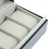 Watch Boxes Large 6 Slot Display Case Box Jewelry Bracelet Storage With Clear Top For Shop Store