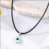 Подвесные ожерелья моды цвета 10 -миллиметровые глаза подвесные галстуркирские глазные ожерелья PU Ожерелья клавицель для женщин -ювелирных изделий Deli Dhx59