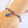 Link Bracelets Ephalus Simple Multicolor Heart Gem Bracelet 18-23cm 2022 Couple Promise Friends High Quality Original 925 Sterling Silver