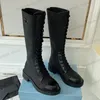 Designer Nylon Women Boots Black Over the Knee Leather High Heels Shoe Combat White Cowboy Chelsea Boot Size 35-40