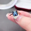 Cluster-Ringe 5 7 mm natürlicher Londoner Blautopas-Edelstein, trendiger Ring für Frauen, echtes 925er Sterlingsilber, edler Schmuck, Geburtsstein-Geschenk