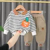 Bebek Giyim Setleri Toddler Boys Trailsuit Stripes Hoodie Üst Pantolon Set Kıyafetler Günlük Giysiler