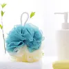 Stort mjuk badkula dusch loofah svamp pouf puff mesh skummande hudrengöring rengöringsverktyg spa kroppskrubber badrumstillbehör färg matchning sn6841