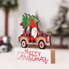 Décorations de table de Noël Gnomes de voiture Arbre de Noël Signes de table en bois pour les vacances Dîner Ornement KDJK2210