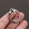 Cluster Rings S925 Sterling Silver Dinosaur Skeleton Open Ring Men Kvinnor Real Creative Punk Personlighet Big Resizable Jewelry