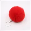 Keychains Lanyards MTI Color 8cm Rabbit P￤ls Ball Keychain Pom Plush Car Handbag Key Ring Pendant Chain Rings Drop Delivery 2022 FA DHXYA