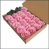 Декоративные цветы венки 8 см. Искусственные декоративные цветы розы 25 шт. Настоящая подделка со стеблем для свадебных букетов DIY Home Party C Dhot7