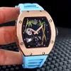 Luxe heren mechanica horloge heren automatisch mechanisch skelet blauw zwart rood rosé goud rubber panda roestvrij staal Tourbillion