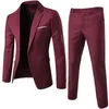 Tute da uomo Primavera 2 pezzi Blazer classici Completi da uomo Blazer da lavoro Pantaloni Tute Set da festa di nozze autunnale