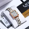 Damklockor LIGE Märke SUNKTA Mode Square Dam Quartz Watch Armband Set Dial Simple Rose Gold Luxury 221018