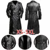 Printemps noir longue Pu cuir Trench manteau veste pour hommes Vintage Steampunk gothique veste pardessus officier allemand uniforme militaire