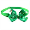 Dog Collars Leashes Christmas Pet Tie Dog Cat Bow Red Green Snowman Snowflake Printing Collar Home And Outdoor Use 1 15Xf H1 Drop Dhriw