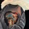 Kadın Hoodies Retro Love Angel Baskı Hoodie Crew Boyun Longsleeve Gevşek Çift Kazak Top Sonbahar/Kış 2022 Yüce Tanrı Seni Seviyor