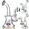 Hookah Matrix Percolator Pink Solid Base Glass Bong Pipe Oil Rig Glass Bubbler Circulation of Water Purple Naw Super Lätt att rengöra för 6 -tum böjd typ