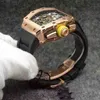 Milles Wristwatch Mechaniczne zegarek Tonneau szkielet wydrążony przez dolne wielofunkcyjne RM11-03 Automatyczne męskie zegarki luksusowe