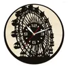 Horloges murales London Eye grande roue Nature horloge en bois pour décor de bureau à domicile angleterre repère rustique UK oeuvre silencieux Quartz